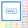 PIN code outline flat color icons in square frames on white background - PIN code outline flat framed icons