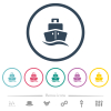 Cruise ship front view solid flat color icons in round outlines - Cruise ship front view solid flat color icons in round outlines. 6 bonus icons included.