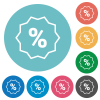 Discount sticker outline flat round icons - Discount sticker outline flat white icons on round color backgrounds