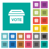 Ballot box solid multi colored flat icons on plain square backgrounds. Included white and darker icon variations for hover or active effects. - Ballot box solid square flat multi colored icons