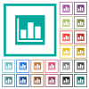 Bar graph statistics solid flat color icons with quadrant frames - Bar graph statistics solid flat color icons with quadrant frames on white background