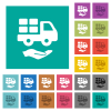 Courier services solid multi colored flat icons on plain square backgrounds. Included white and darker icon variations for hover or active effects. - Courier services solid square flat multi colored icons