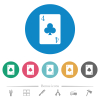 four of clubs card flat round icons - four of clubs card flat white icons on round color backgrounds. 6 bonus icons included.