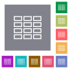 Spreadsheet table outline flat icons on simple color square backgrounds - Spreadsheet table outline square flat icons