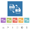 EPS TIF file conversion flat white icons in square backgrounds. 6 bonus icons included. - EPS TIF file conversion flat white icons in square backgrounds