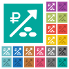 Rising coal energy Russian Ruble prices square flat multi colored icons - Rising coal energy Russian Ruble prices multi colored flat icons on plain square backgrounds. Included white and darker icon variations for hover or active effects.
