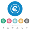 European Euro sticker alternate flat white icons on round color backgrounds. 6 bonus icons included. - European Euro sticker alternate flat round icons
