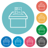 Voting paper and ballot box outline flat white icons on round color backgrounds - Voting paper and ballot box outline flat round icons