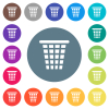 Single empty wide trash solid flat white icons on round color backgrounds - Single empty wide trash solid flat white icons on round color backgrounds. 17 background color variations are included.