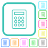 Calculator outline vivid colored flat icons - Calculator outline vivid colored flat icons in curved borders on white background