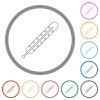 Digital thermometer outline flat icons with outlines - Digital thermometer outline flat color icons in round outlines on white background