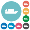 Freighter flat round icons - Freighter flat white icons on round color backgrounds