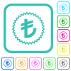 Turkish Lira sticker alternate vivid colored flat icons in curved borders on white background - Turkish Lira sticker alternate vivid colored flat icons