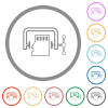 Micro sd memory card compress outline flat color icons in round outlines on white background - Micro sd memory card compress outline flat icons with outlines