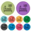 Hospital ward darker flat icons on color round background - Hospital ward color darker flat icons