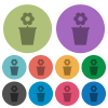 Flowerpot with flower solid darker flat icons on color round background - Flowerpot with flower solid color darker flat icons
