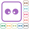Watching eyes solid simple icons - Watching eyes solid simple icons in color rounded square frames on white background
