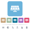 Solar panel solid white flat icons on color rounded square backgrounds. 6 bonus icons included - Solar panel solid flat icons on color rounded square backgrounds