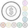 American dollar sticker outline flat icons with outlines - American dollar sticker outline flat color icons in round outlines on white background