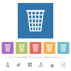 Single empty tall trash outline flat white icons in square backgrounds - Single empty tall trash outline flat white icons in square backgrounds. 6 bonus icons included.
