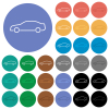 Car contour side view multi colored flat icons on round backgrounds. Included white, light and dark icon variations for hover and active status effects, and bonus shades. - Car contour side view round flat multi colored icons