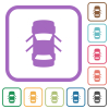 Car open doors dashboard indicator simple icons in color rounded square frames on white background - Car open doors dashboard indicator simple icons