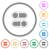 Horizontal toggle switches alternate flat color icons in round outlines on white background - Horizontal toggle switches alternate flat icons with outlines