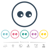 Watching eyes solid flat color icons in round outlines. 6 bonus icons included. - Watching eyes solid flat color icons in round outlines