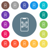 QR code scanning on modern smartphone flat white icons on round color backgrounds. 17 background color variations are included. - QR code scanning on modern smartphone flat white icons on round color backgrounds