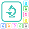 Microscope vivid colored flat icons in curved borders on white background - Microscope vivid colored flat icons