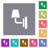 Wall lamp flat icons on simple color square backgrounds - Wall lamp square flat icons