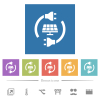 Solar energy flat white icons in square backgrounds. 6 bonus icons included. - Solar energy flat white icons in square backgrounds