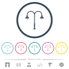 Street lamp flat color icons in round outlines - Street lamp flat color icons in round outlines. 6 bonus icons included.