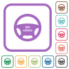 Steering wheel airbag simple icons in color rounded square frames on white background - Steering wheel airbag simple icons