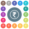 Indian Rupee sticker alternate flat white icons on round color backgrounds - Indian Rupee sticker alternate flat white icons on round color backgrounds. 17 background color variations are included.