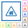 Home quarantine flat color icons in square frames on white background - Home quarantine flat framed icons