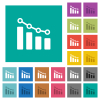 Bar graph with circles and lines square flat multi colored icons - Bar graph with circles and lines multi colored flat icons on plain square backgrounds. Included white and darker icon variations for hover or active effects.