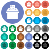 Voting paper and ballot box solid round flat multi colored icons - Voting paper and ballot box solid multi colored flat icons on round backgrounds. Included white, light and dark icon variations for hover and active status effects, and bonus shades.
