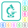 Microscope vivid colored flat icons in curved borders on white background - Microscope vivid colored flat icons