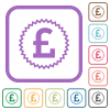 English Pound sticker alternate simple icons - English Pound sticker alternate simple icons in color rounded square frames on white background