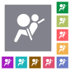 Air bag dashboard indicator square flat icons - Air bag dashboard indicator flat icons on simple color square backgrounds
