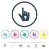 Hand cursor up solid flat color icons in round outlines. 6 bonus icons included. - Hand cursor up solid flat color icons in round outlines