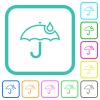 Umbrella with single raindrop outline vivid colored flat icons in curved borders on white background - Umbrella with single raindrop outline vivid colored flat icons