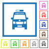 Ambulance car front view flat color icons in square frames on white background - Ambulance car front view flat framed icons