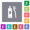 Toothbrush and toothpaste tube square flat icons - Toothbrush and toothpaste tube flat icons on simple color square backgrounds