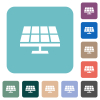 Solar panel solid white flat icons on color rounded square backgrounds - Solar panel solid rounded square flat icons