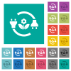 Green energy square flat multi colored icons - Green energy multi colored flat icons on plain square backgrounds. Included white and darker icon variations for hover or active effects.