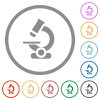 Microscope flat color icons in round outlines on white background - Microscope flat icons with outlines