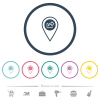 GPS location export flat color icons in round outlines. 6 bonus icons included. - GPS location export flat color icons in round outlines