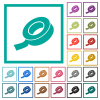 Insulating tape flat color icons with quadrant frames on white background - Insulating tape flat color icons with quadrant frames